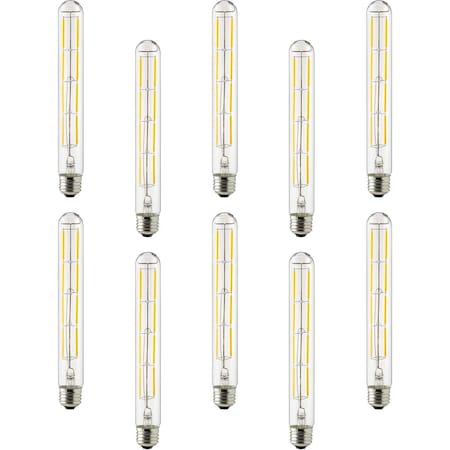 Sunlite LED 6W 60W Equiv E26 Base Dimmable 90 CRI Title-20 2200K Filament T10 Tubular Light Bulb, 10PK 41834-NS